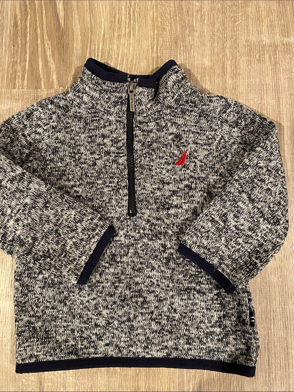 Nautica Kids Navy & Gray Marled Quarter-Zip Pullover with Red Sail Logo